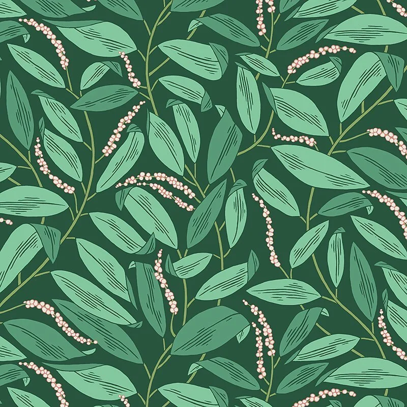 Nancy Wolff Green Pink Leaf Dots Pattern