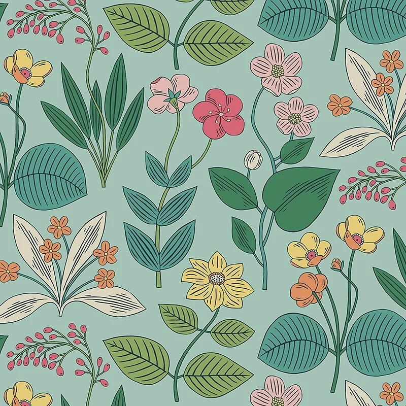 Nancy Wolff Green Floral Leaf Pattern
