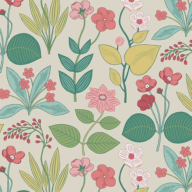 Nancy Wolff Pastel Floral Leaf Pattern