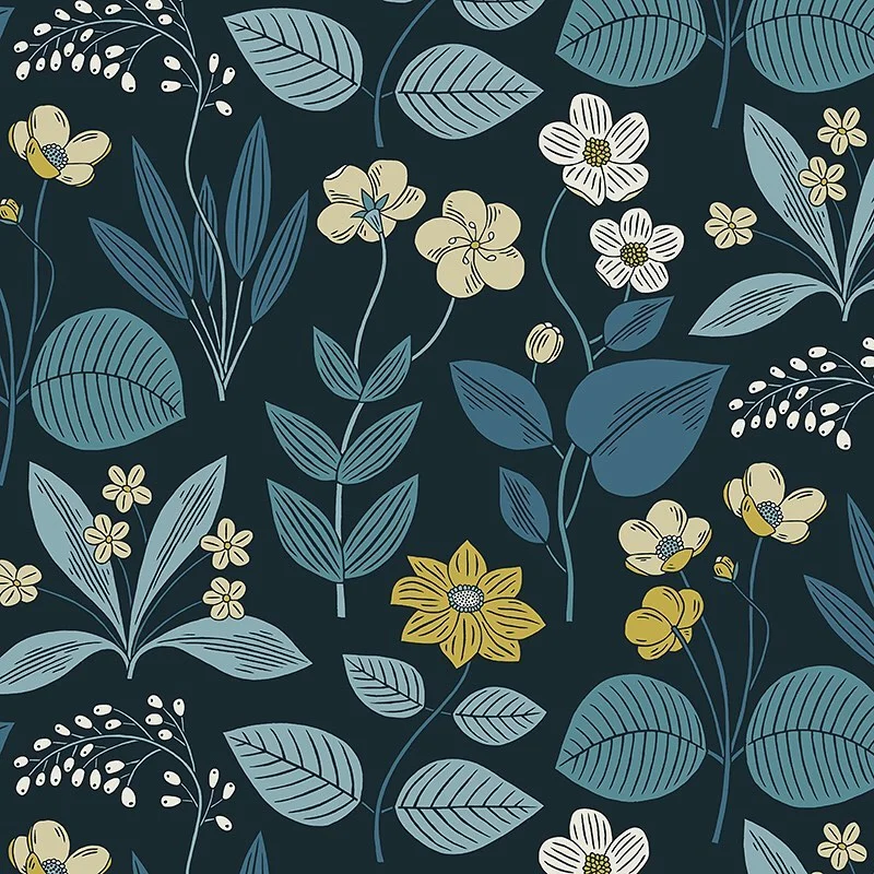 Nancy Wolff Blue Yellow Floral Pattern