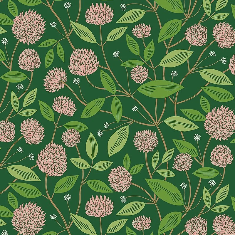 Nancy Wolff Green Pink Floral Leaf Pattern