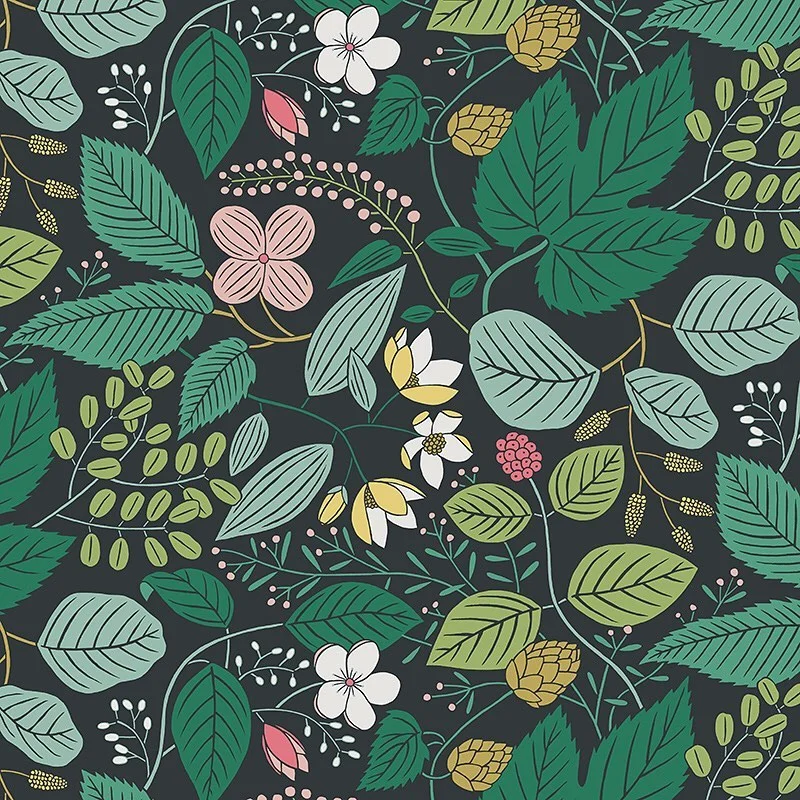 Nancy Wolff Green Dark Leaf Floral Pattern