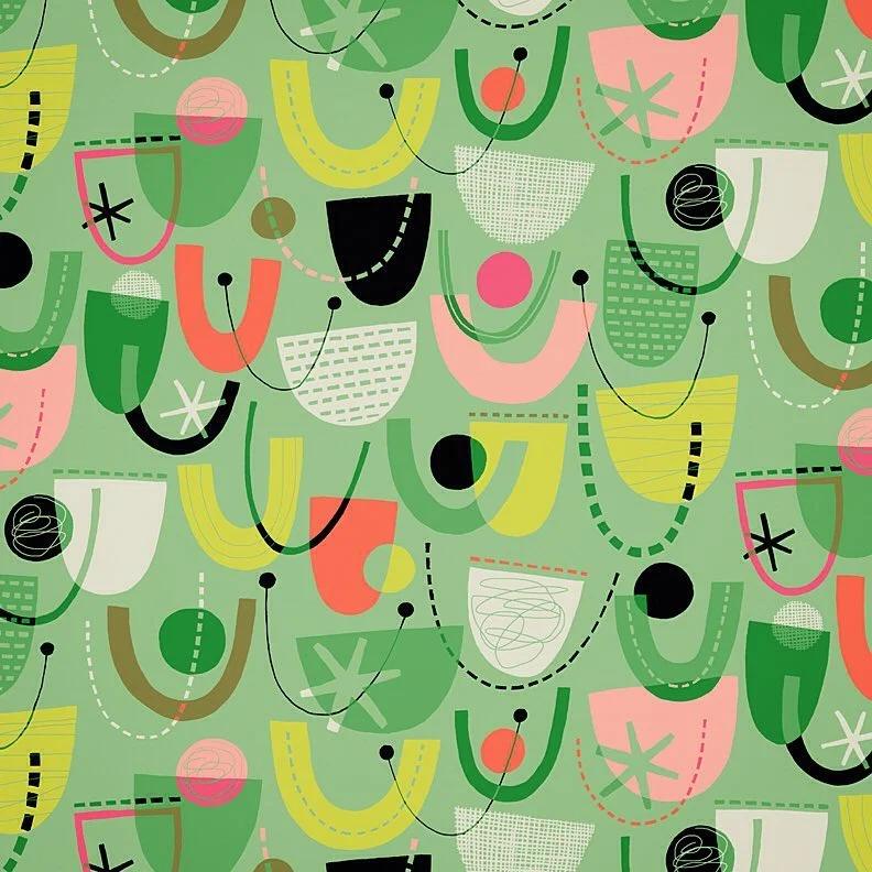 Nancy Wolff Green Pink Abstract Geometric Pattern