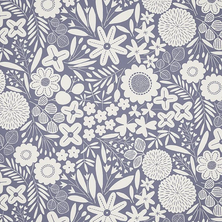 Nancy Wolff White Purple Floral Leaf Pattern