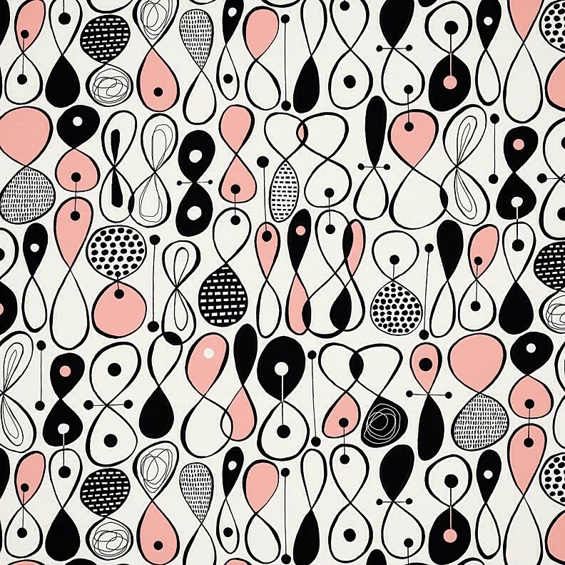 Nancy Wolff Black Pink Abstract Geometric Pattern