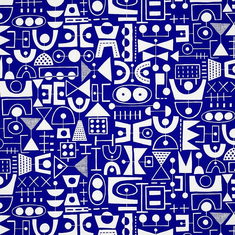 Nancy Wolff Blue White Geometric Abstract Pattern