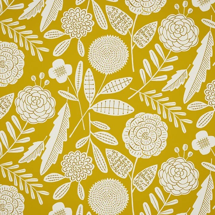 Nancy Wolff Yellow White Floral Leaf Pattern