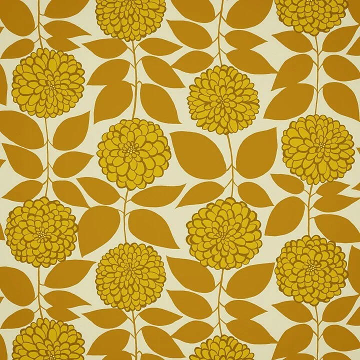 Nancy Wolff Yellow Beige Floral Leaf Pattern