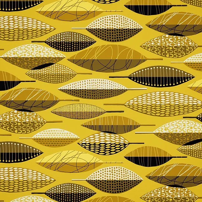 Nancy Wolff Yellow Black Leaf Pattern