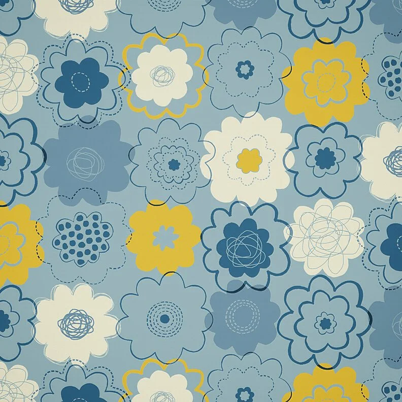 Nancy Wolff Blue Yellow Floral Pattern