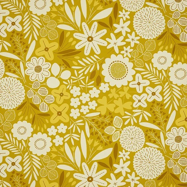 Nancy Wolff Yellow White Floral Geometric Pattern