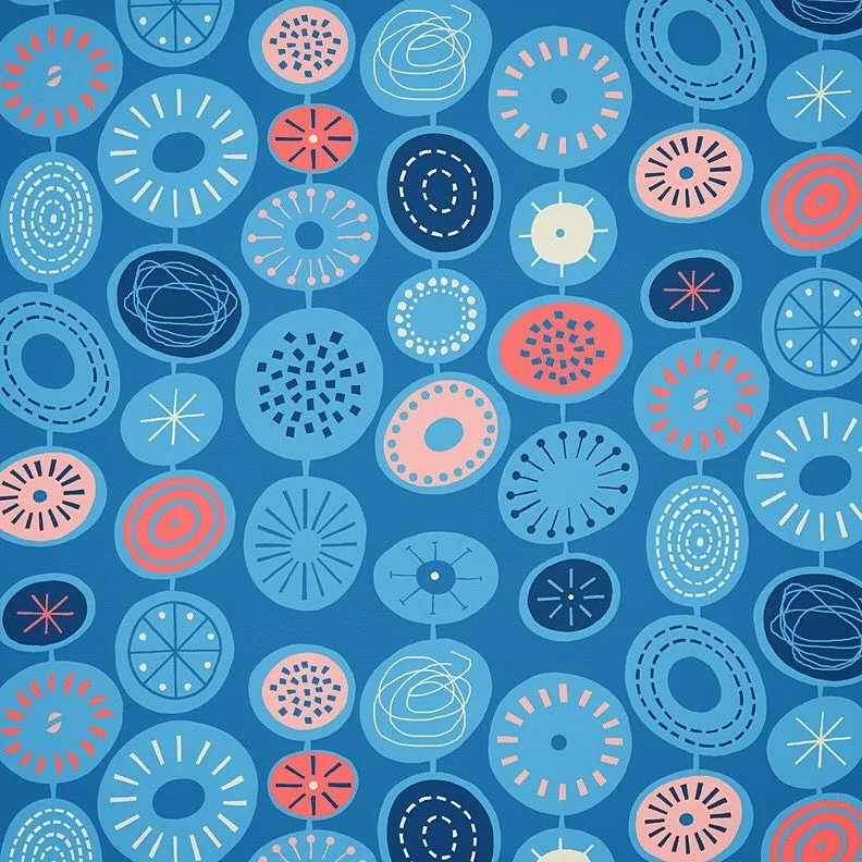 Nancy Wolff Blue Red Motif Pattern