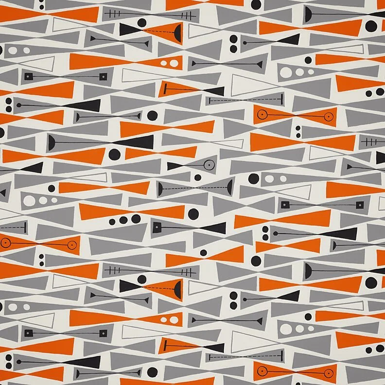 Nancy Wolff Orange Gray Geometric Pattern