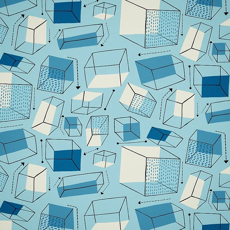 Nancy Wolff Blue White Geometric Pattern
