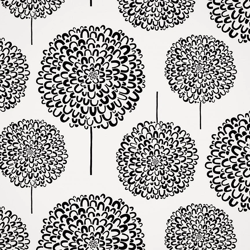 Nancy Wolff Black White Floral Motif Pattern