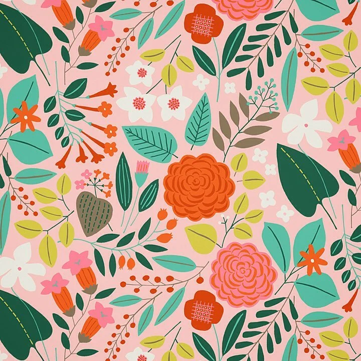 Nancy Wolff Pastel Pink Floral Leaf Pattern