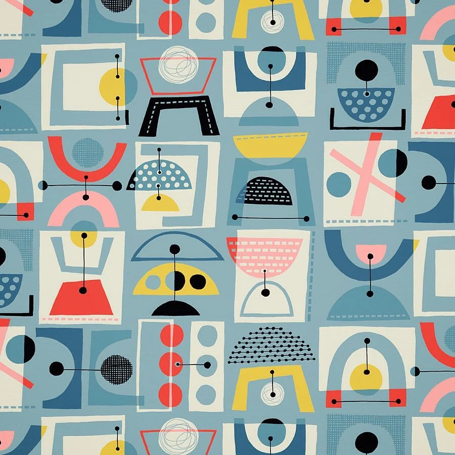 Nancy Wolff Blue Red Geometric Pattern