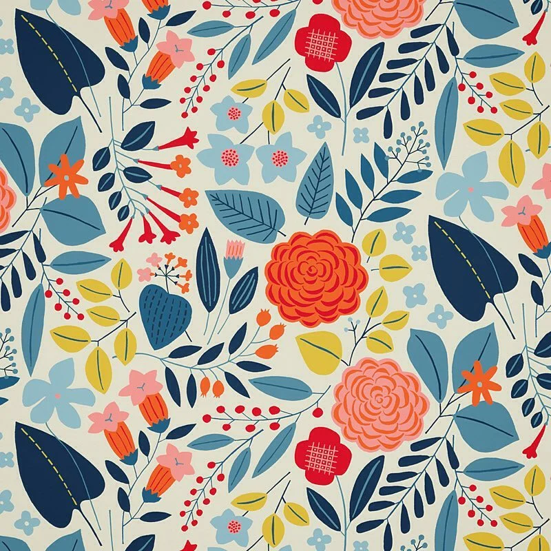 Nancy Wolff Blue Orange Floral Pattern