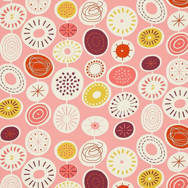 Nancy Wolff Pink Yellow Geometric Circles Pattern