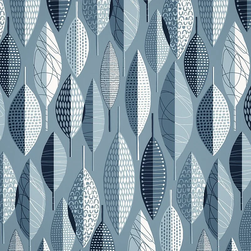 Nancy Wolff Blue White Geometric Leaf Dots Pattern