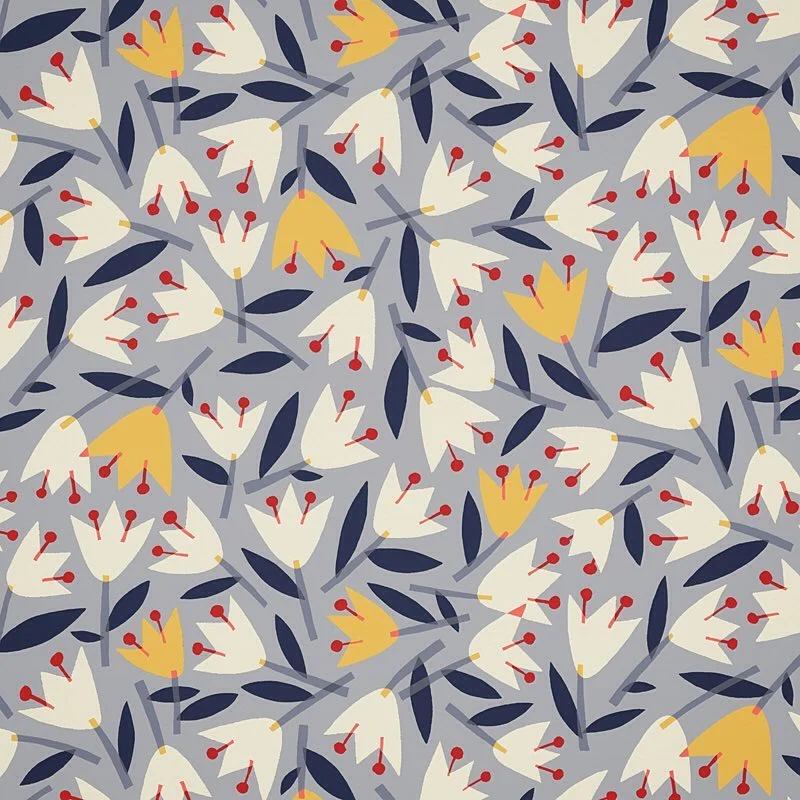 Nancy Wolff White Yellow Floral Pattern