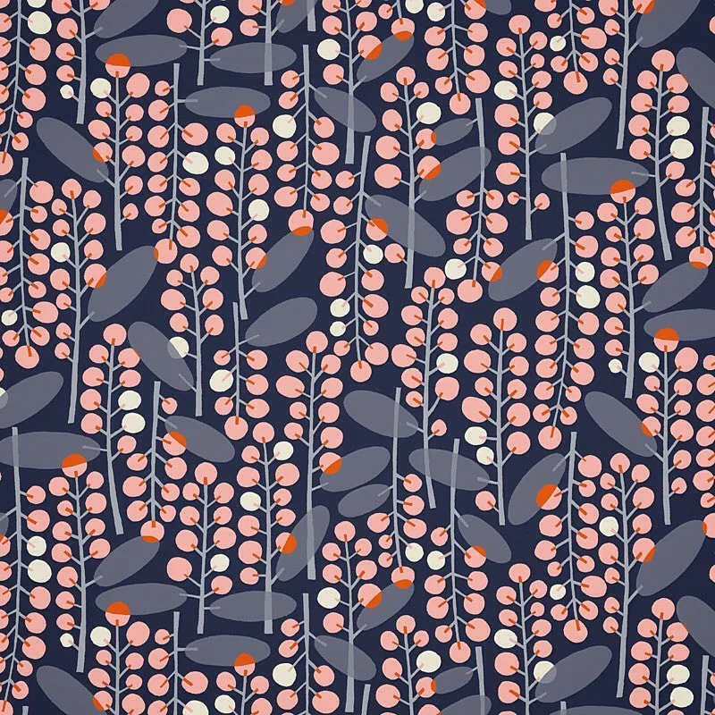 Nancy Wolff Dark Blue Dots Branch Pattern