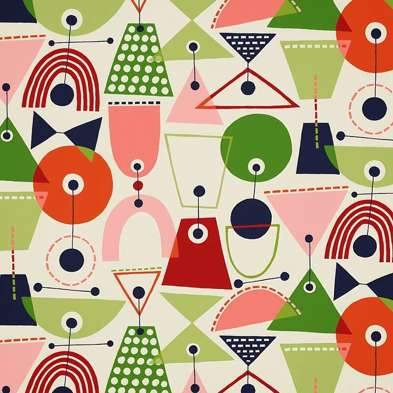Nancy Wolff Red Green Geometric Pattern