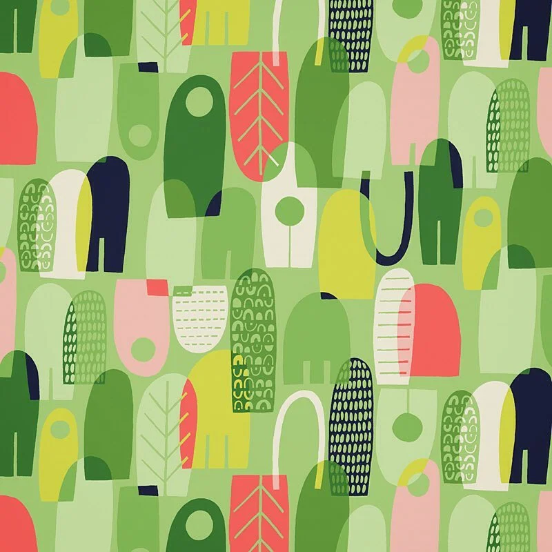Nancy Wolff Green Geometric Dots Lines Pattern