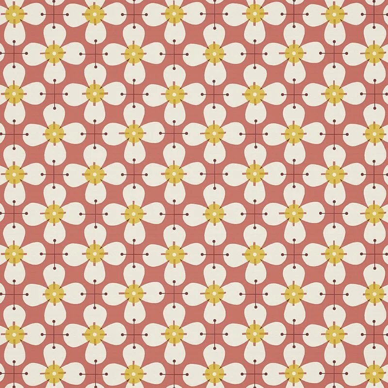 Nancy Wolff Red White Floral Motif Pattern