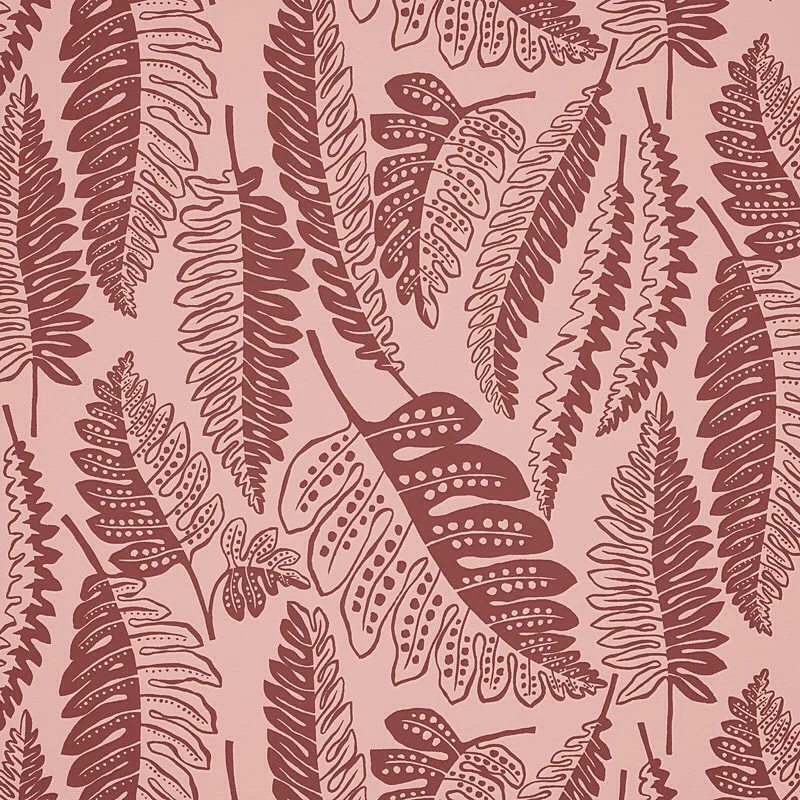 Nancy Wolff Brown Pink Leaf Pattern