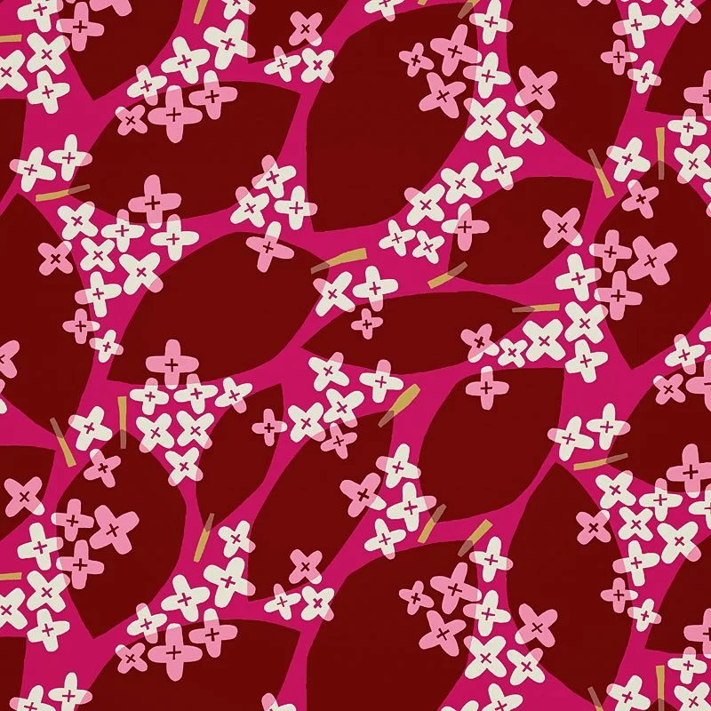Nancy Wolff Dark Red Crosses Pattern
