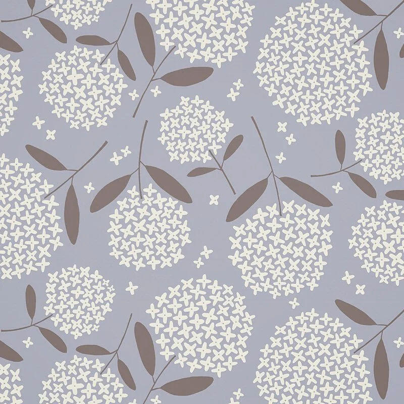 Nancy Wolff White Brown Floral Leaf Pattern