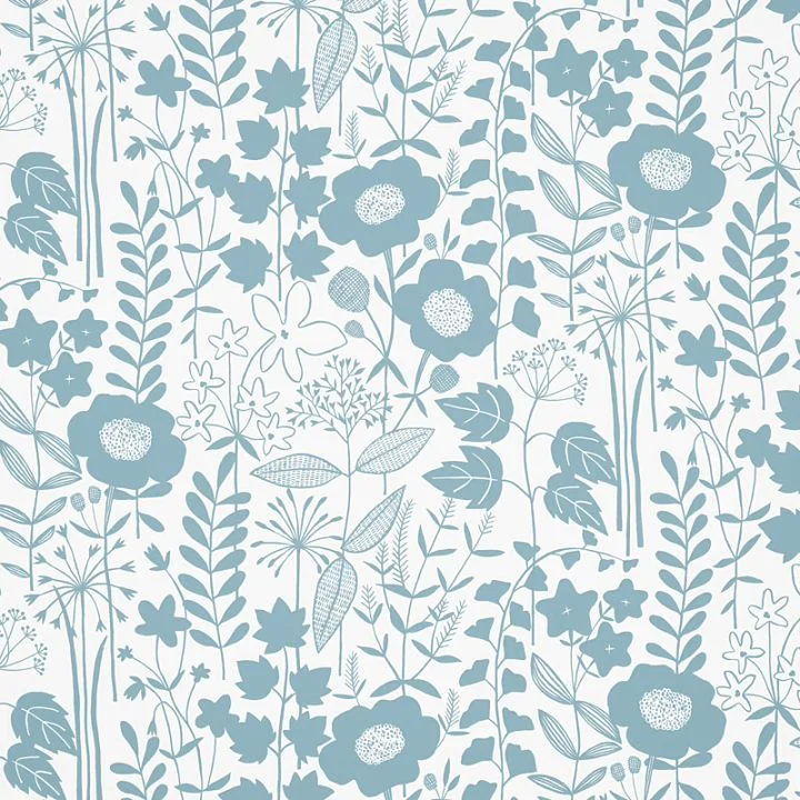 Nancy Wolff Blue White Floral Leaf Pattern