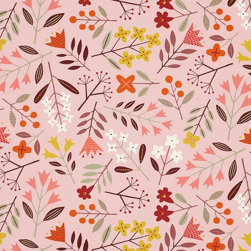 Nancy Wolff Pink Floral Leaf Pattern