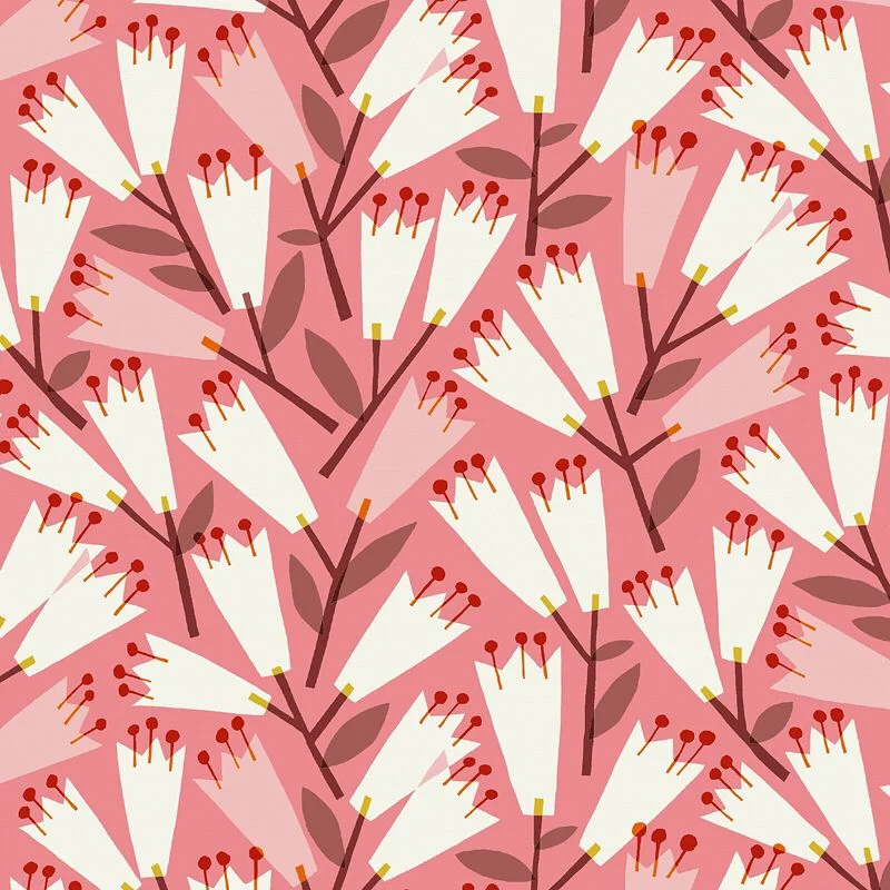 Nancy Wolff White Brown Floral Leaf Pattern