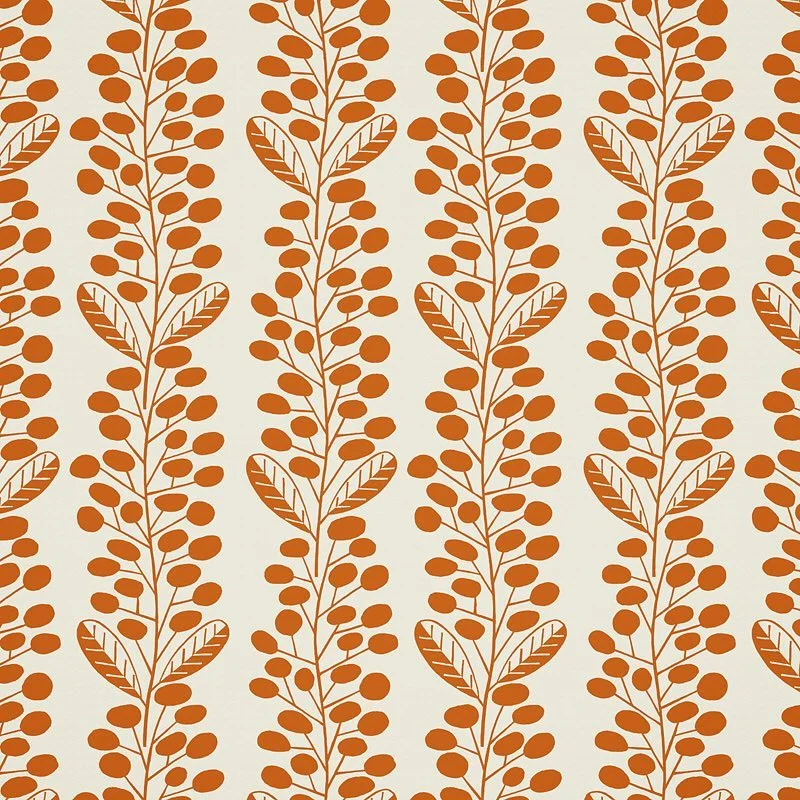 Nancy Wolff Orange Light Stripes Leaf Pattern