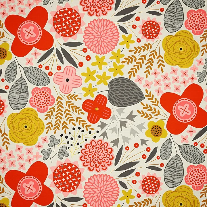 Nancy Wolff Red Yellow Floral Pattern
