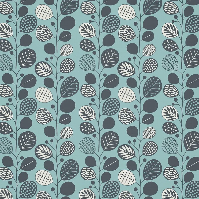 Nancy Wolff Blue White Leaf Branch Pattern