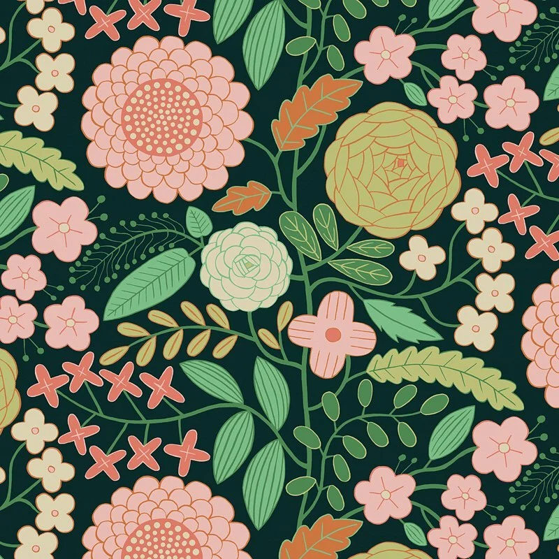 Nancy Wolff Pink Green Floral Pattern