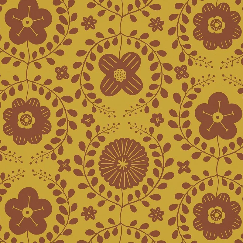 Nancy Wolff Brown Yellow Floral Pattern