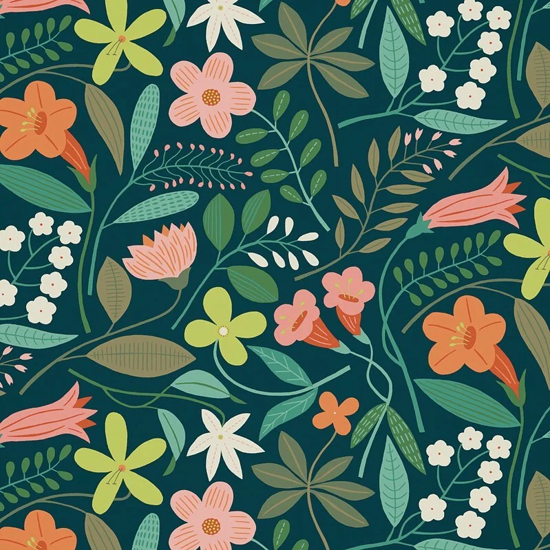 Nancy Wolff Dark Floral Geometric Pattern