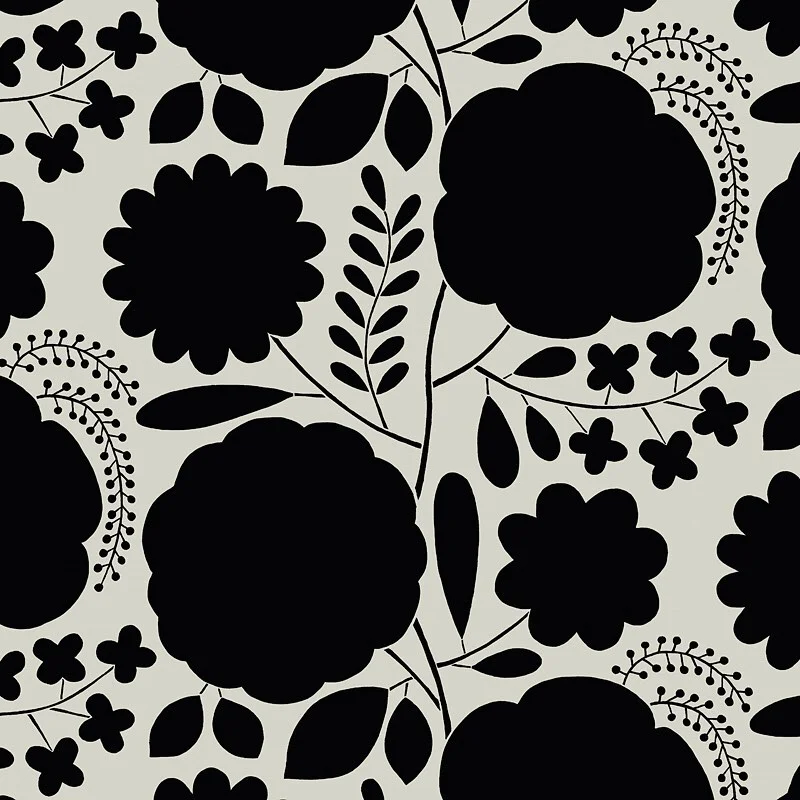 Nancy Wolff Black Light Floral Leaf Pattern