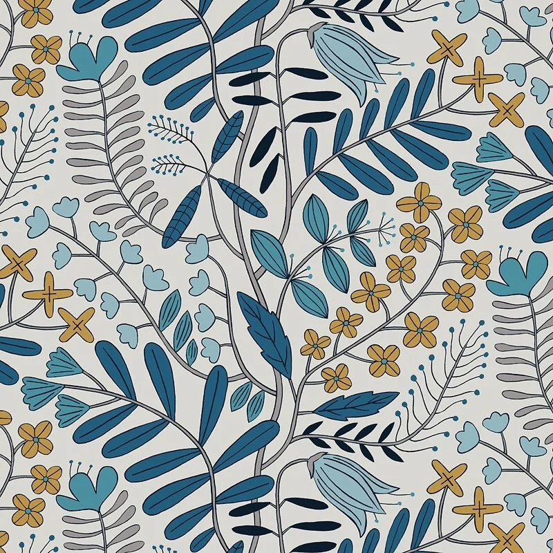 Nancy Wolff Blue Yellow Floral Pattern