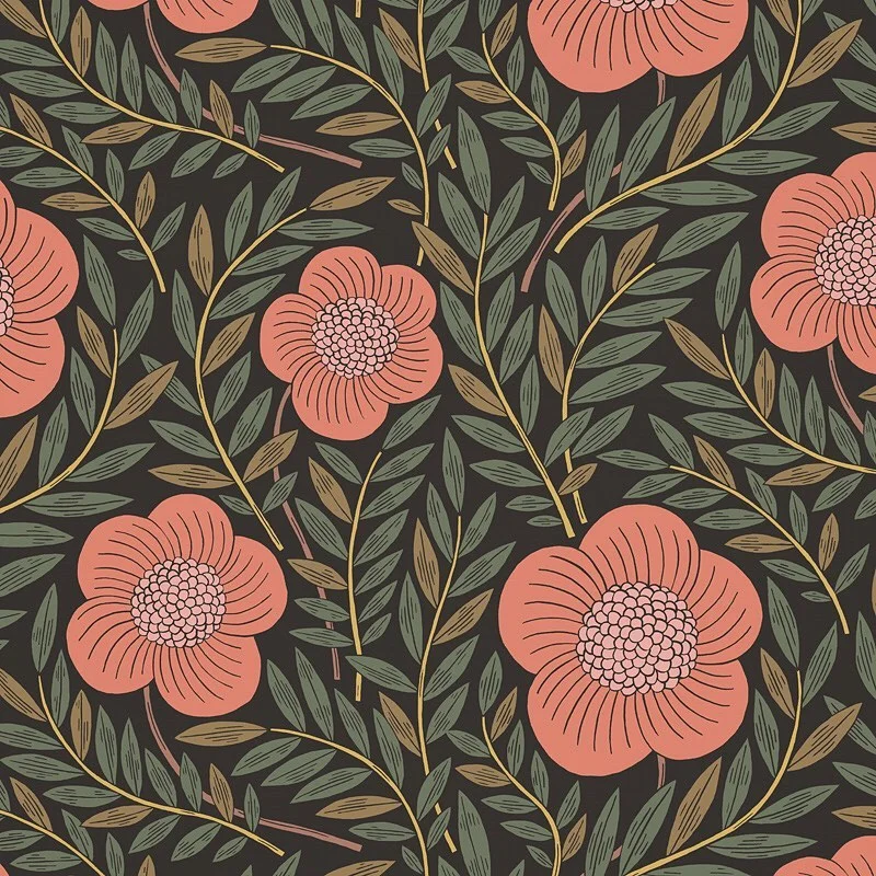 Nancy Wolff Pink Green Floral Leaf Pattern