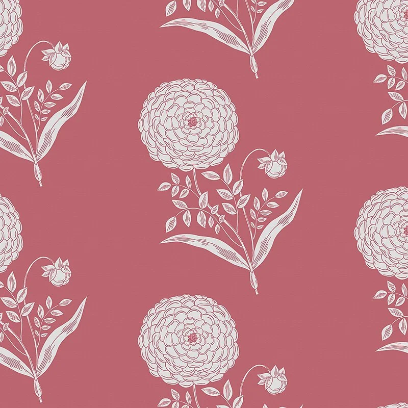 Nancy Wolff White floral motifs on a pink background