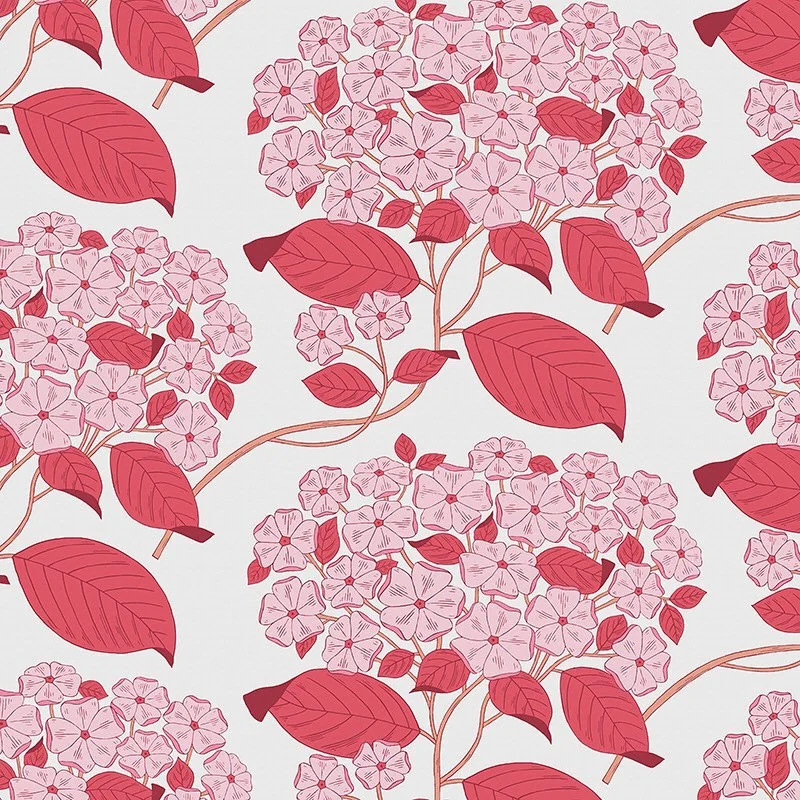Nancy Wolff Pink and red floral pattern on light background