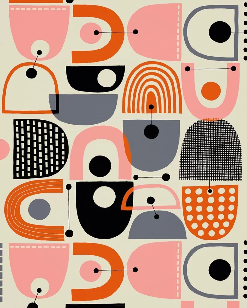 Nancy Wolff Pink Orange Geometric Dots Pattern