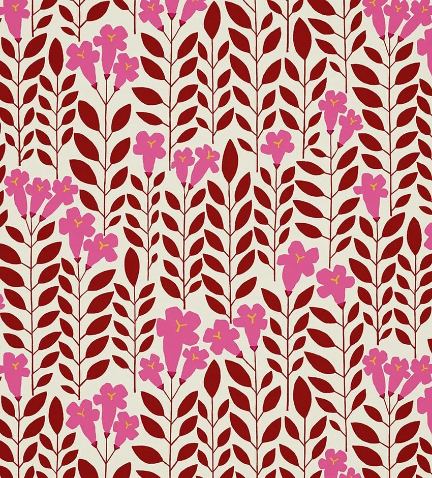 Nancy Wolff Red Pink Floral Pattern