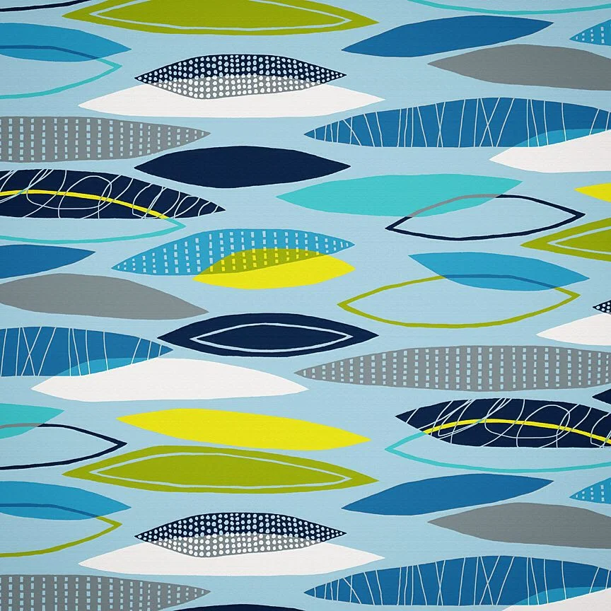 Nancy Wolff Blue Yellow Abstract Geometric Dots Pattern