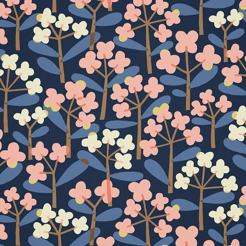 Nancy Wolff Navy Pink Floral Pattern
